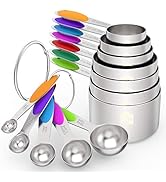 Wildone Measuring Cups and Spoons Set of 12, Premium Stainless Steel Measuring Cups & Measuring S...