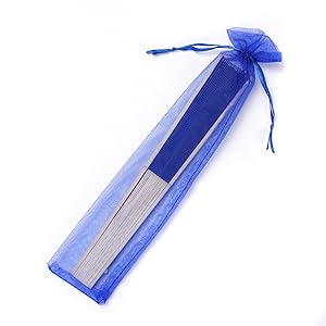 silk hand fan with organza gift bags