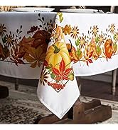 ARTABLE Rectangle Fall Tablecloth Printed Vintage Floral Table Cloth for Autumn Harvest Picnic Ou...
