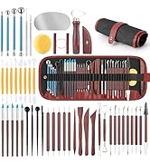 48PCS Pottery Tools Kit for Sculpting, Clay Carving Tools, Ceramic Tools for Polymer Clay, Modeli...