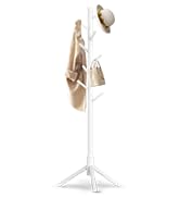 Coat Rack Freestanding, Coat Rack Stand with 8 Hooks & 3 Adjustable Heights, Wooden Coat Tree for...