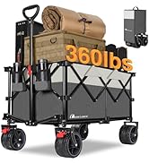 MOON LENCE Collapsible Foldable Wagon Cart, 220L Large Weight Capacity Folding Utility Wagon with...