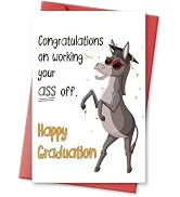 hvdler Funny Donkey Graduation Card for Him Her, Humorous Pun Congratulation Card for Graduates, ...