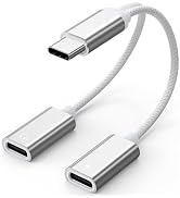 USB C Splitter 1 in 2 Out, Dual USBC Digital Audio Headphone & 60W Charging | Short Type C Audio ...