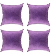 Eanpet Velvet Purple Throw Pillow Covers 18 x 18 Set of 4 Decorative Square Pillow Cases Soft Sol...