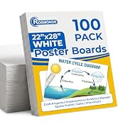 Rosmonde Poster Boards 22"x28" White, 100 Sheet Bulk Value Pack, Large Poster Boards for Science ...
