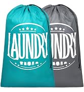 F-color 2 Pack Travel Laundry Bag - Heavy Duty Large Dirty Laundry Bags with Drawstring Closure, ...