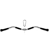 Yes4All Wide Grip Curl LAT Pull Down Bar Attachments Rubber Handgrips/Curl Bar/Press Down for Cab...