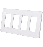 CML Matte White Decorator Screwless Wall Plate, 4-Gang Outlet Covers and Decor Light Switch Plate...
