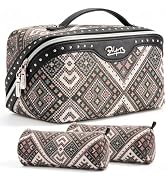 BOYATU Travel Makeup Bags for Women: Western Studded Boho Large Capacity Cosmetic Organizer - Wil...