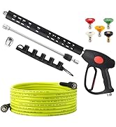 M MINGLE Pressure Washer Hose and Gun Kit, 25 FT Power Washer Hose with 5 Nozzle Tips and M22-14m...