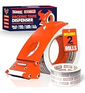2 Clear Packing Tape with 1 Dispenser, Heavy Duty Shipping Tape for Moving, Packaging Tape for Bo...