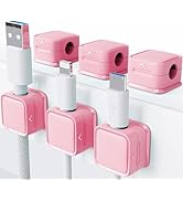 smofish Magnetic Cord Organizer Holder, 6 Pack Desk Cable Clips Management, Hide Phone Charging C...