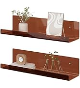 RRG 15 Inch Acrylic Floating Shelves, 2 Pack Kids Floating Bookshelf Wall Mounted Display Shelf f...