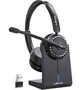 LEVN Wireless Headset, Wireless Headset with Mic for Work, AI Noise Cancelling, 65 Hrs Working Ti...