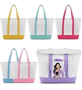 TAOZIM Mini Canvas Tote Bag with Pockets, 12oz Cotton Small Tote Bag with Zipper Reusable Grocery...