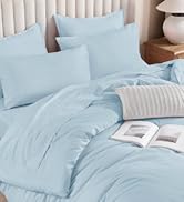 Litanika Comforter Full Size Set Light Blue - 7 Pieces Bed in a Bag Full Bedding Comforter Sets, ...