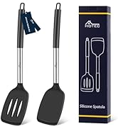HOTEC Heat Resistant Silicone Slotted Solid Turner Spatula, Kitchen Spatula set,Cooking utensils ...
