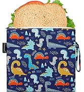 Reusable Sandwich Bag/Snack Bag for Kids & Adults, Dual Layer Lunch Bag with Handle, Washable, Fo...