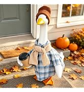 FYSUIMU Fall Porch Goose Outfits for 23 Inch Lawn Statue Goose Costume Clothes Plaid Shirt with H...