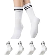 CoolMate 2/4 Pairs Pilates Socks with Grips for Women, Yoga Socks, Crew Non Slip Women for Workou...