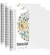 3 Pack Marker Paper Pad, 8.3×8.9in Double Sided Bleedproof Sketch Pad, 135lb/200gsm Art Paper Spi...