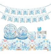 177pcs Baby Elephant Baby Shower Decorations - Blue Elephant Birthday Party Decorations, Paper Pl...