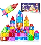Magnetic Tiles Mini Travel Toddler Toys, 60PCS Magnetic Building Blocks for Kids Toys & Games, Ed...