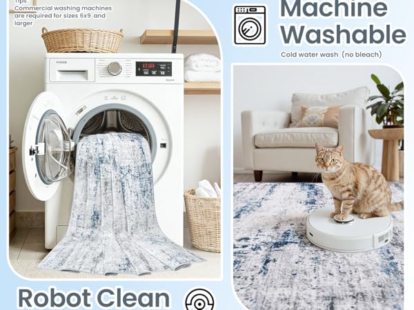 Machine washable living room area rugs