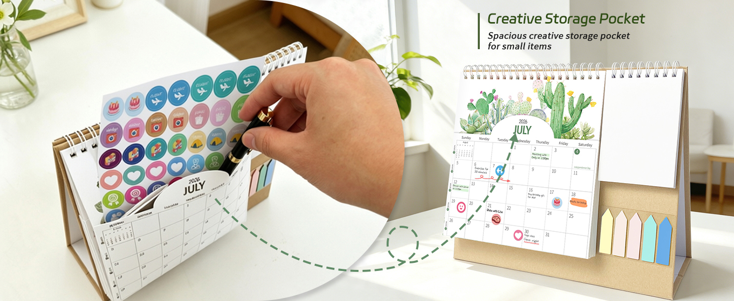10x8.5 Inch Desk Calendar with Storage Pocket, Monthly DesktopCalendar 2026-2027 for eacher Student