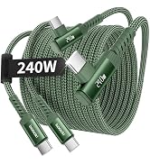 toocki USB C Cable 240W, Fast Charging Type C Cord, 2Pack, 10ft, Green | Right-angle, Nylon Braid...
