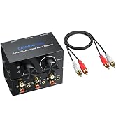 CAMWAY 2X1,1X2 RCA Switcher - RCA L/R and Aux 3.5mm Bi-Directional Stereo Audio Selector Box, Por...