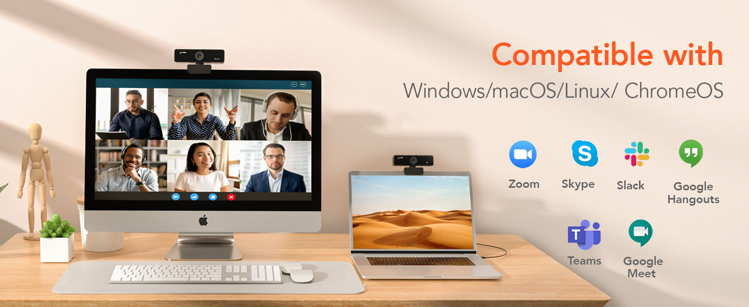 V11 2K Webcam for PC, 1080P 60FPS FHD Web Camera with Microphone&Privacy Cover, USB Plug&Play