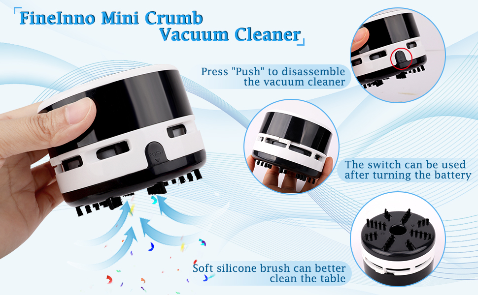 Desk Vacuum Cleaner Tabletop Battery Handheld Dust Crumb Sweeper Car Computer Keyboard Home Office