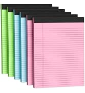 Colored Legal Pads 8.5 x 11 Note Pad, 6 Pack Lined Paper Wide Ruled Notebook Paper, Pink Legal Pa...