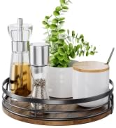 LAMU 9'' Lazy Susan Turntable Organizer for Cabinet, Round Wood Lazy Susan for Table Top, Counter...
