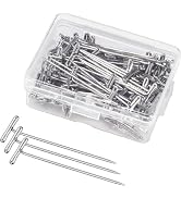100Pcs Silver T-Pins 1 inch, Stainless Steel T Pins for Wigs, T Shaped Needles with Storage Box f...
