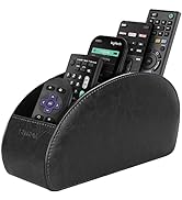 SITHON Remote Control Holder with 5 Compartments - PU Leather Remote Caddy Desktop Organizer Stor...