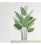 Tropical Leaves Wall Decals Bird of Paradise Plant Wall Stickers Peel and Stick Green Plants Wall...