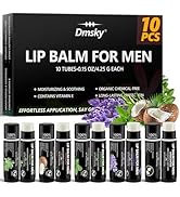 10 Pack Lip Balm for Men - Hydrating Men's Lip Balm Vitamin E and Beeswax - Chapstick for Men Pep...