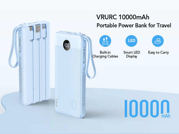 portable charger with built in cables