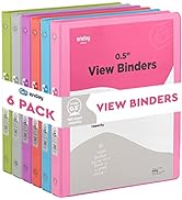 ½ Inch 3 Ring Binder.5 Inch Round Ring Clear View Cover with 2 Inside Pockets Binders, Colored Sc...