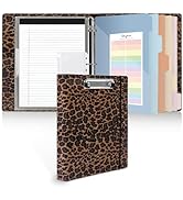 SKYDUE 1 Inch 3-Ring Binder with Clipboard, PU Aesthetic Binder with 5 Dividers, Notepad, Sticker...