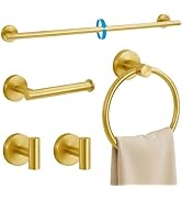 Twirobt 5 Piece Brushed Gold Bathroom Hardware Set, 24 Inch Bathroom Hardware Set Towel Racks for...
