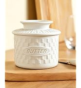 AUOON Silicone Butter Crock with Lid for Countertop - French Butter Dish, Keeps Butter Soft & Fre...