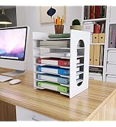 Natwind 7-Tier File Paper Organizer for Desk & Desktop - White File Holder with Mail Letter Tray ...