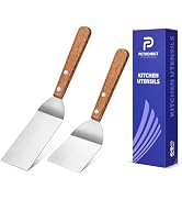 Small Metal Spatula Set,Mini Wooden Spatulas for Kitchen Use,Tiny Griddle Solid Stainless Steel S...