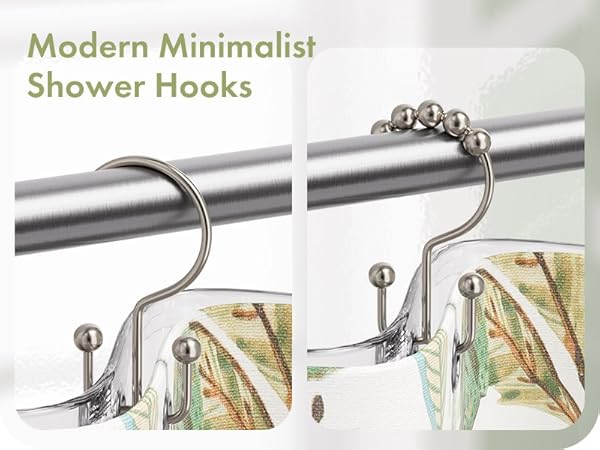 Amazer 12PCS Minimalist Simple Double Shower Curtain Hooks