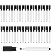 JEFURE Magnetic Dry Erase Markers with Eraser Cap, 50pcs Black White Board Markers, Dry Erase Mar...