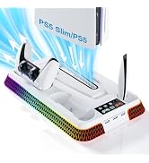 PS5 Cooling Station and PS5 Stand with RGB Controller Charging Station for PlayStation 5 Console,...